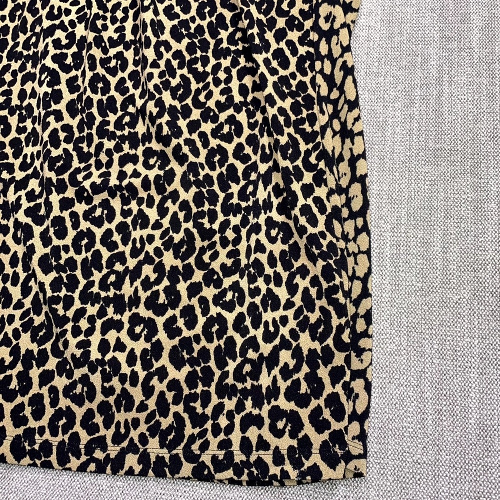 Banana Republic Blouse Top Womens L Black Tan Leopard Print Sleeveless Pleated - Picture 2 of 9